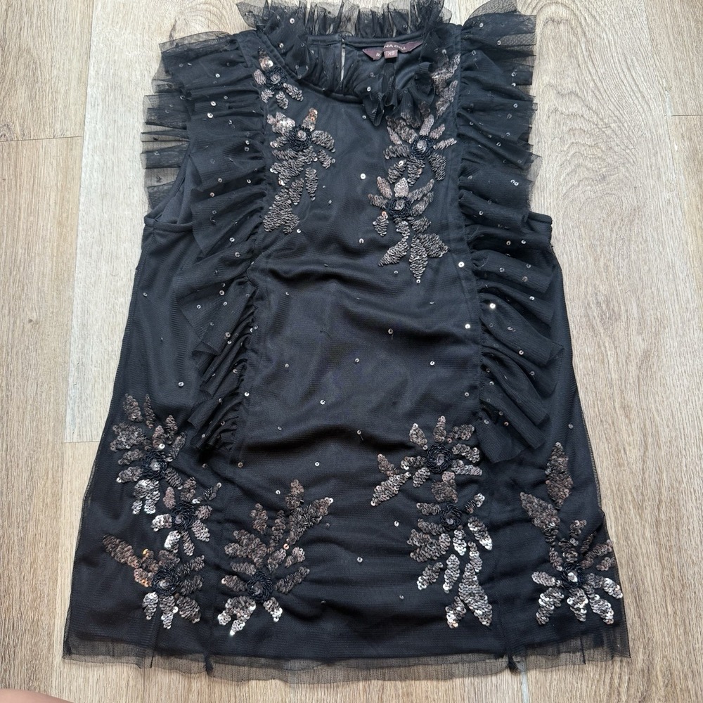Anthropologie Ranna Gill Midnight Reverie Sequins Floral Tank XS - Picture 2 of 10